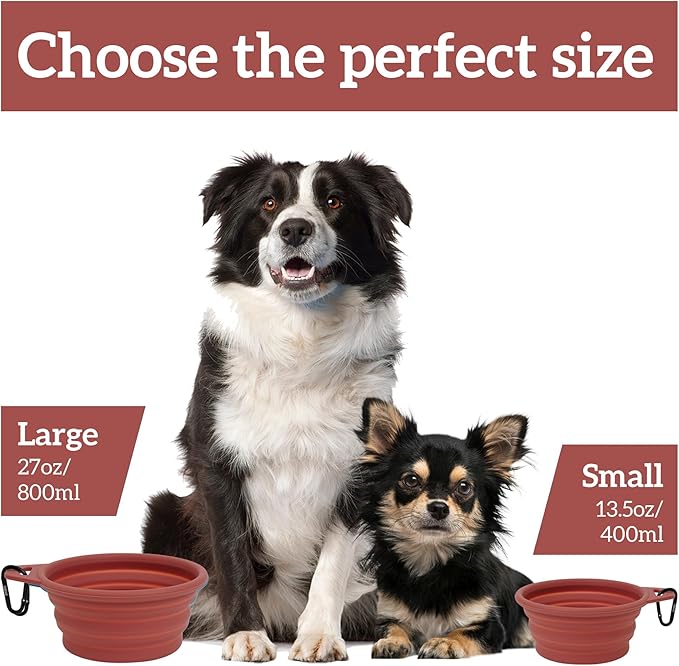 OHMO Large Collapsible Dog Bowls, (2 Pack 27oz/800ml) Premium Silicone Portable Travel Water Food