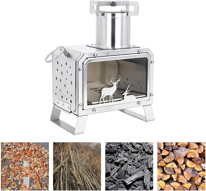 Portable Outdoor Camping Stove for Backpacking BBQ Hiking Picnic Cooking Stainless Steel Fire