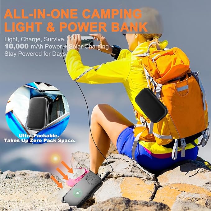Camping Lantern LED Rechargeable - up to 120+ Hours, 10000mAh Portable Camping Lights with Redlight