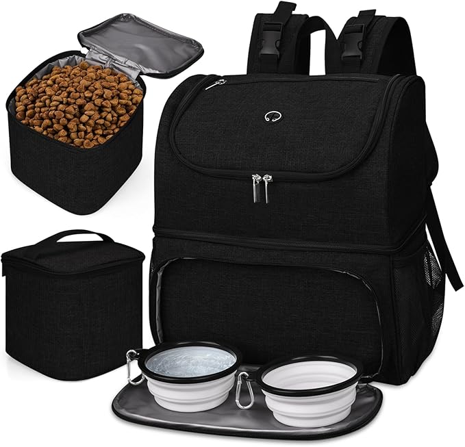 BAGLHER Pet Travel Bag, Double-Layer Pet Supplies Backpack (for All Pet Travel Supplies), Pet