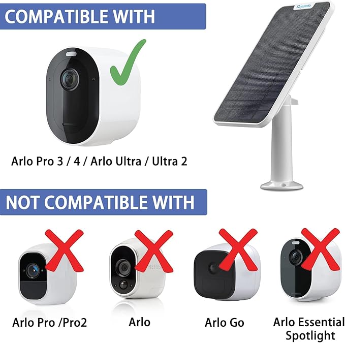 4W Solar Panel Charging Compatible with Arlo Pro 3/Pro 4/Pro 5S/Ultra/Ultra 2 only, with 13.1ft