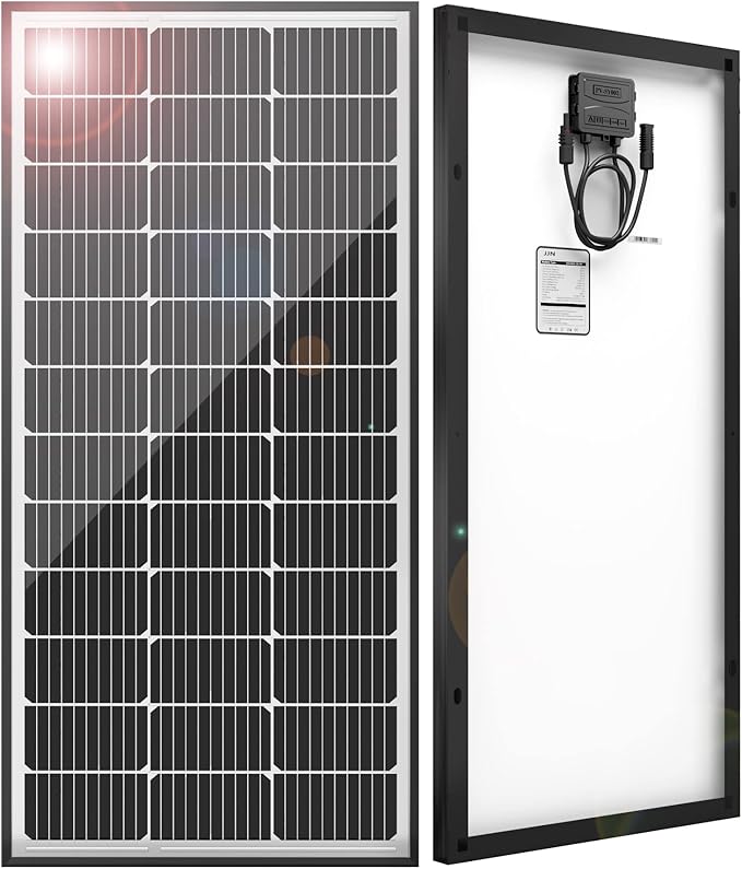 JJN 100 Watt Solar Panels, 10BB Monocrystalline 12V 100W Solar Panel, 23% High Efficiency PV Module