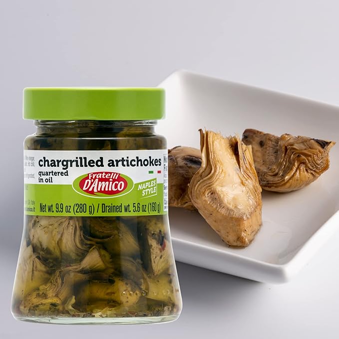 FRATELLI D'AMICO - Chargrilled Artichokes, Quartered in Oil, Grilled, Naples Style, 9.9oz (280g)