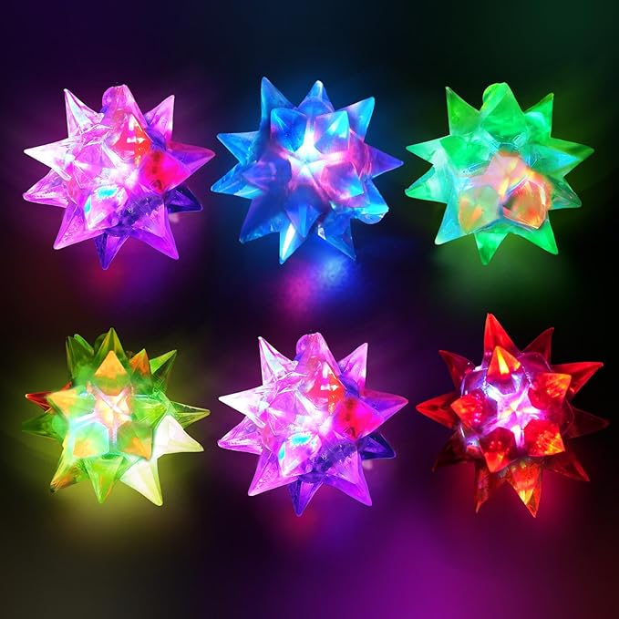 HONLYNE24 PCS Flashing Crystal Star Necklaces, Glow Necklaces Bulk Light up Party Favors, LED Glow