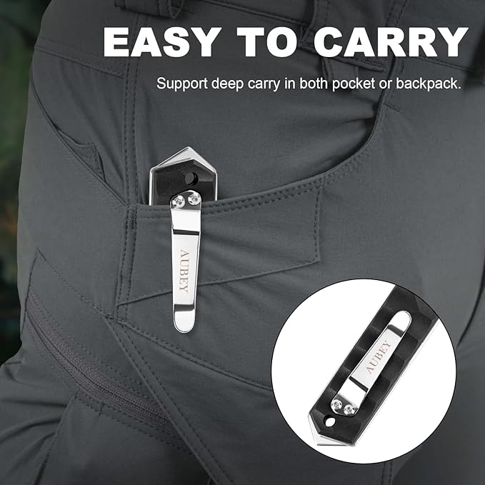 AUBEY Damascus Pocket Knife with Clip, Tanto Blade Damascus Steel Folding Knives for Men Tactical