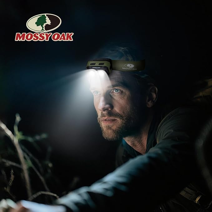 Mossy Oak 600 Lumens LED Headlamp, Dual Power Source, Motion Sensor Head Lamp with Magnetic Base