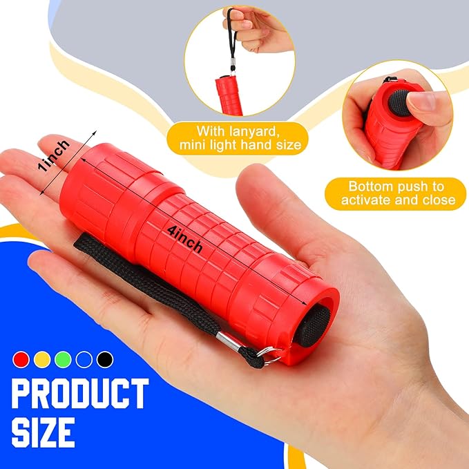 Riakrum 60 Pack 9 LED Flashlight Bulk Small Plastic Handheld Flashlights with Lanyard for Home