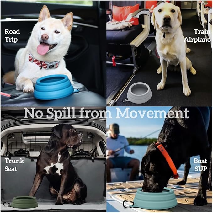 OHMO Spill Proof Collapsible Dog Water Bowl Large 34oz for Cars, No Splash Portable Bowls for Dog