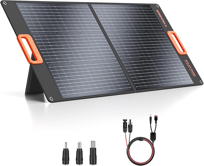 GRECELL 100W Portable Solar Panel for Power Station Generator, 20V Foldable Solar Cell Solar