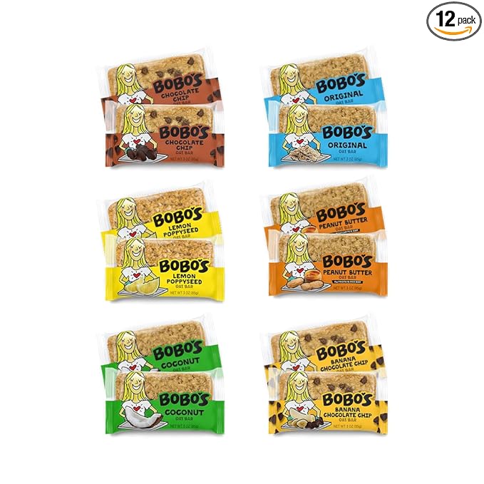 Bobo's Oat Bar Sampler Pack - Vegan - Non GMO - Plant Based - 6 flavors (12 count) Convenient