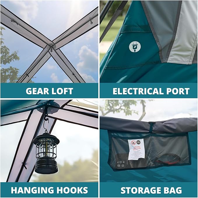 Camping Tents 4/6 Person Pop Up Instant Tent - Setup in 60s for Family Camping, Windproof Design