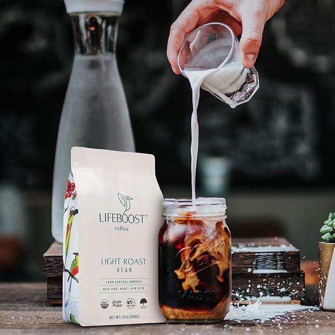 Lifeboost Light Roast Coffee Beans - Non-GMO Single Origin Low Acid Organic Light Roast Coffee