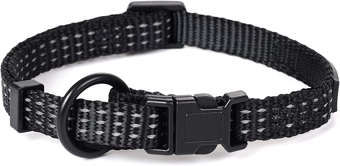 Mile High Life Dog Collar, Nylon Reflective Dog Collars w Pull D-Ring, Light Weight Puppy Collars