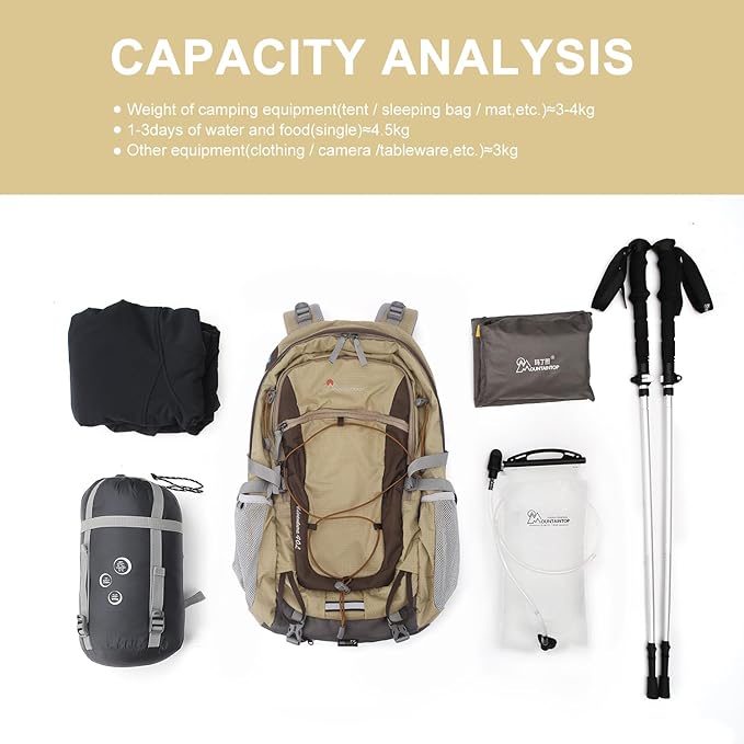 MOUNTAINTOP 25L/40L Hiking Backpack,Lightweight Travel Backpack for Men Women Outdoor Backpacking