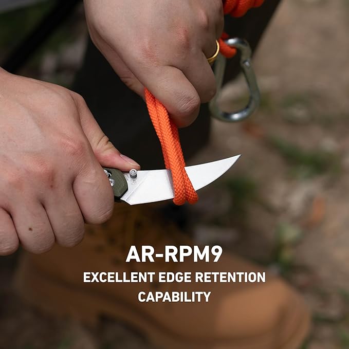 CJRB Nanner Pocket Knife with 3.23" AR-RPM9 Steel Blade, Pocket Knife with G10 Handle for Men