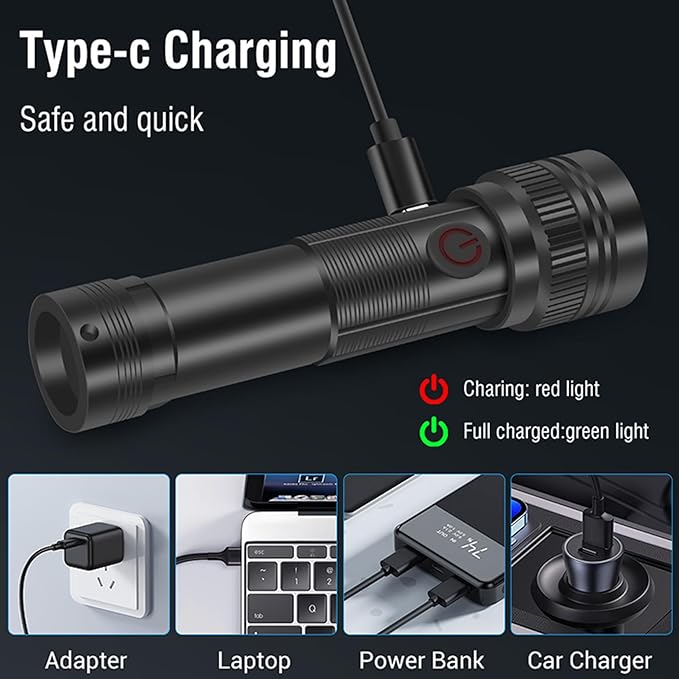 Rechargeable LED Flashlight High Lumens - 2 Pack Super Bright Small Tactical Flashlight Zoomable,4