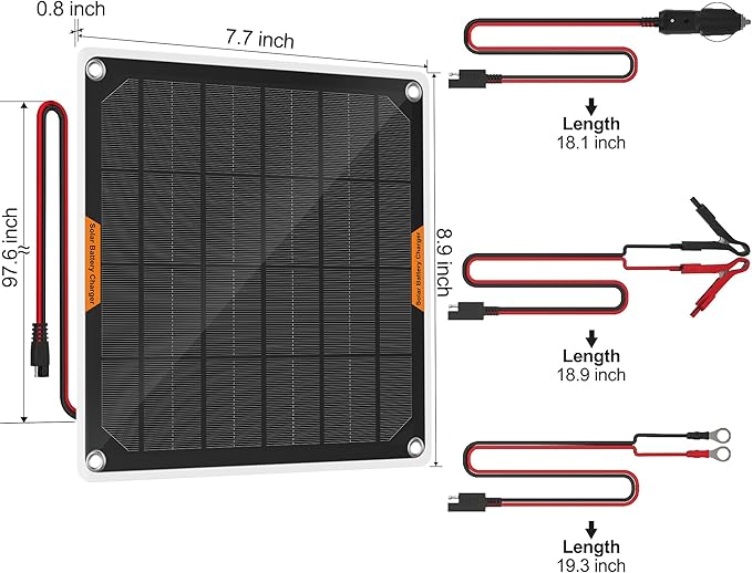 OYMSAE 12V Solar Battery Charger ，5W Waterproof Solar Battery Maintainer,Portable Solar Panel