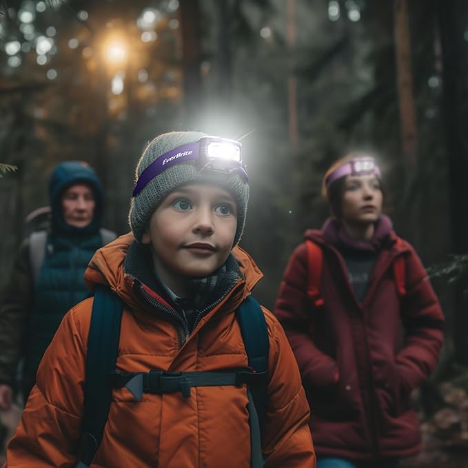 EverBrite Headlamp, 2 Pack Kids Headlamp with Red Light and Memory Function, Head Lamp for Adults