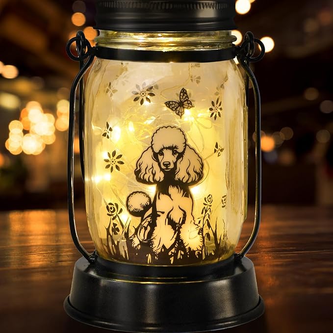 Poodle Gifts for Women/Men, Poodle Solar Lanterns Dog Mom Birthday, Dog Lovers Lantern, Pet Loss