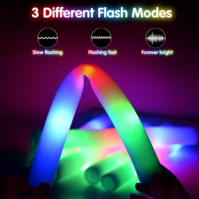 150 PCS Led Foam Sticks, Bulk Glow Sticks with 3 Colors Flashing, Light Up Baton Wands for Kids