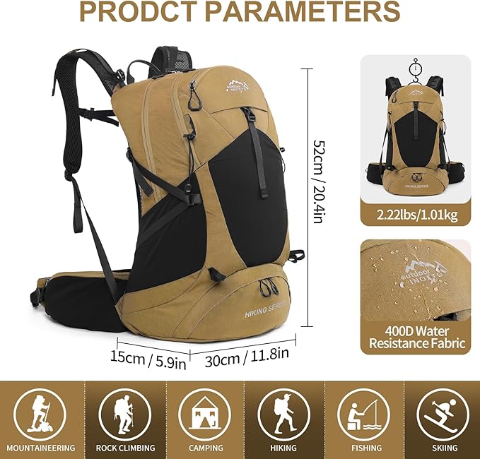 Hiking Backpack, Waterproof Hiking Daypack with 3L Water Bladder and Rain Cover, Lightweight Travel