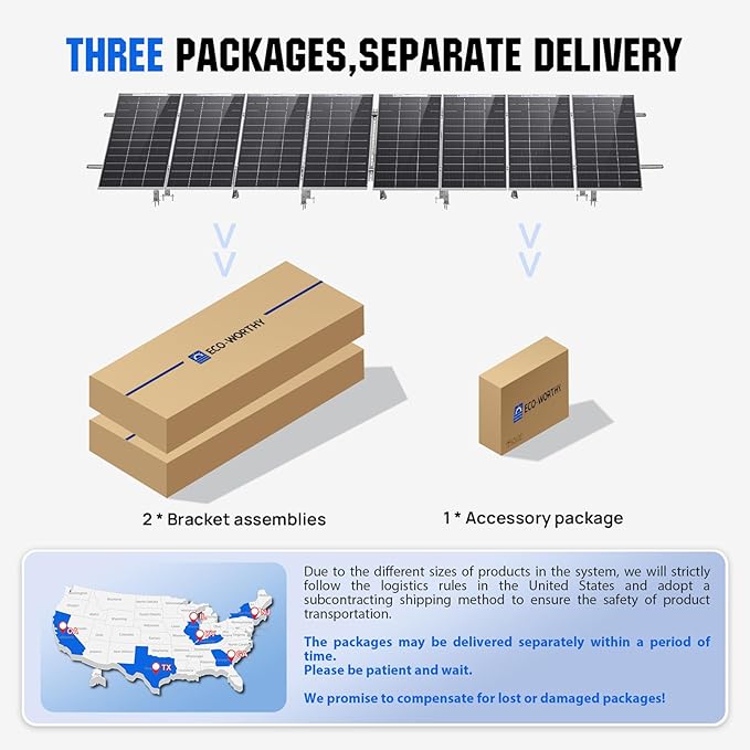 ECO-WORTHY Solar Ground Mount Adjustable Solar Panel Mounting Brackets System for 5pcs 400W/6pcs