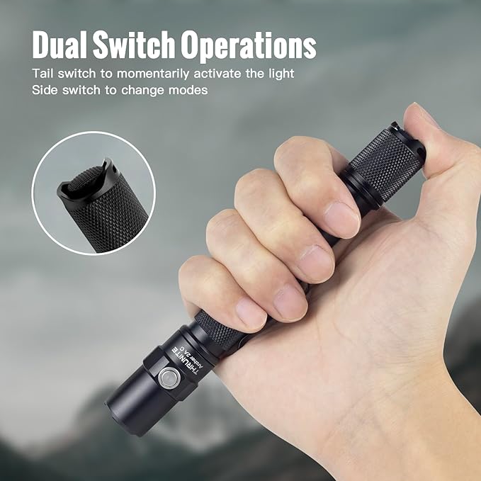 ThruNite Archer 2A C LED Rechargeable Flashlight, High 1000 Lumens AA Flashlight with Lanyard, IPX8
