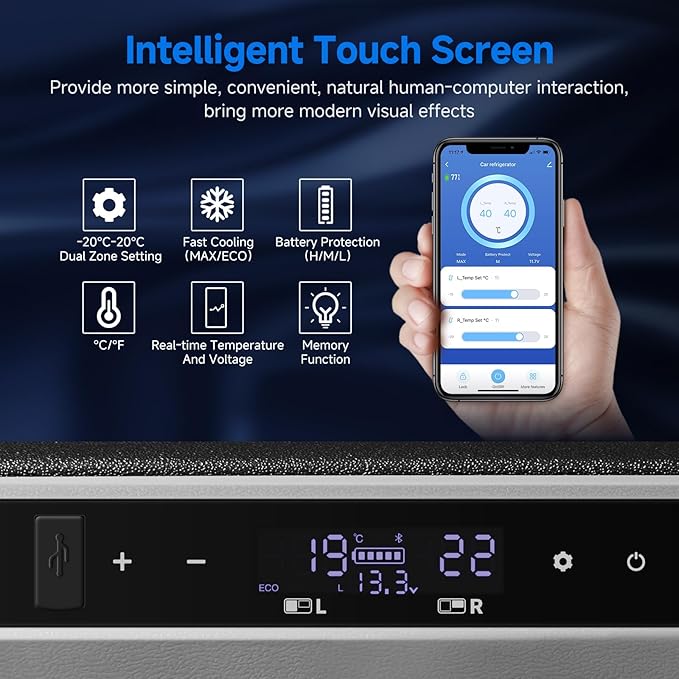 BODEGACOOLER 12 Volt Car Refrigerator, 100 Quart Portable Freezer, Car Fridge Dual Zone WIFI APP
