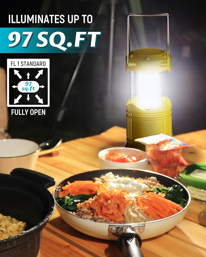 Lichamp 4 Pack LED Camping Lanterns, Battery Powered Camping Lights LED Collapsible Flashlight