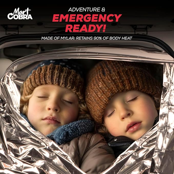 Emergency Blankets for Survival Gear and Equipment x6, Space Blanket, Mylar Blankets, Thermal