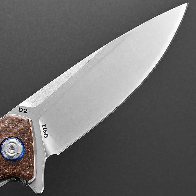 Eafengrow EF972 Folding Knife, D2 Steel Blade Micarta Handle Pocket Knife Folder for Outdoor