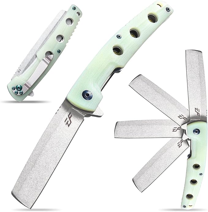 Eafengrow EF941 EDC Pocket Folding Knife D2 Steel Blade G10 Handle Pocket Clip with safety liner