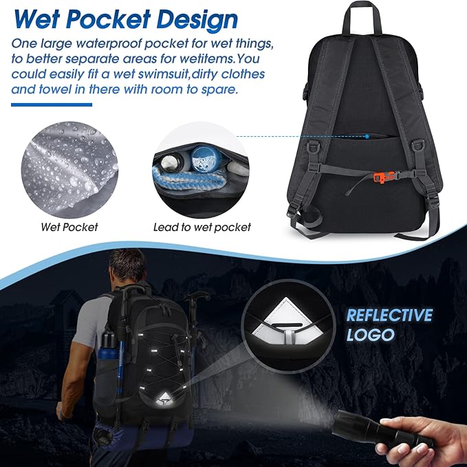 IGOLUMON Hiking Backpack 40L Packable Lightweight Camping Backpack Men Women Waterproof Hiking