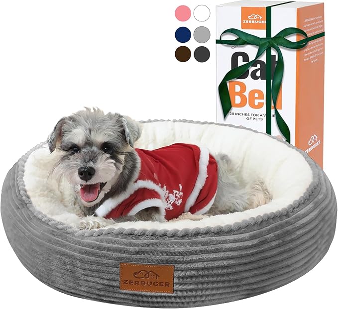 23in Round Cat Dog Bed for Large Medium Small Dogs Cats, Machine Washable Sleeping Sofa, Non-Slip