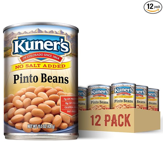 Kuner?™s No Salt Added Canned Pinto Beans, Plant Protein and Fiber, Gluten Free, Vegan, Fat Free