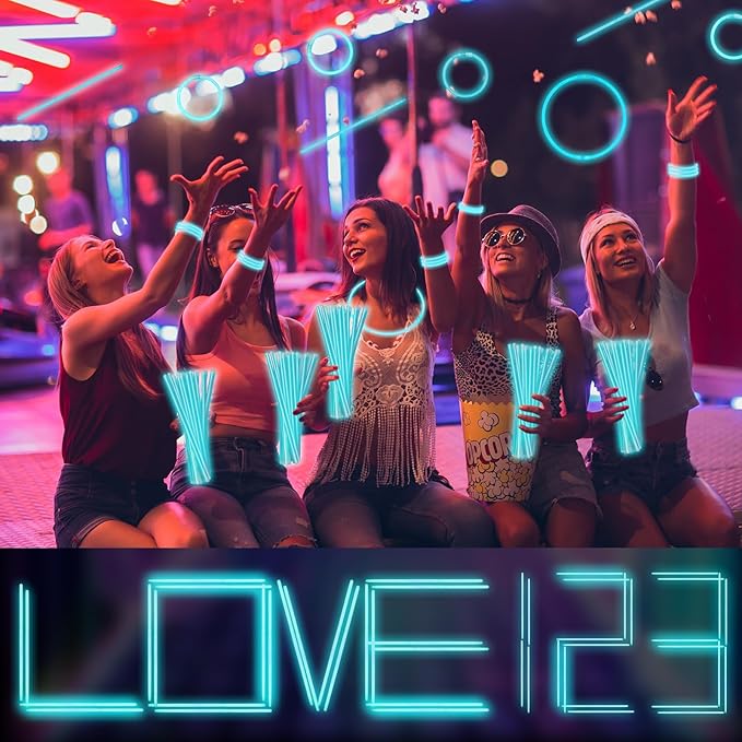Hanaive 300 Pcs Glow Sticks Bulk 8 Inch Glow in The Dark Party Favors Neon Bracelets and Necklaces