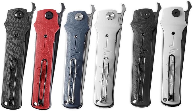 Petrified fish PFB04 Tena Folding Knife, 3.82" D2 Black Stonewashed Blade Micarta Handle Pocket