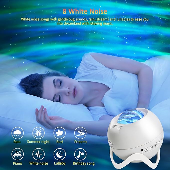 Galaxy Projector for Bedroom, Star Projector, White Noise with Bluetooth Speaker, Timer, Night