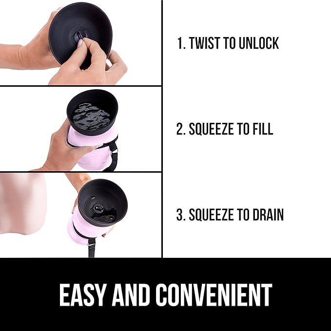 GORILLA GRIP Dog Water Bottle, Portable Water Bowl Dispenser for Dogs, 16 oz Leak Proof Pet Travel