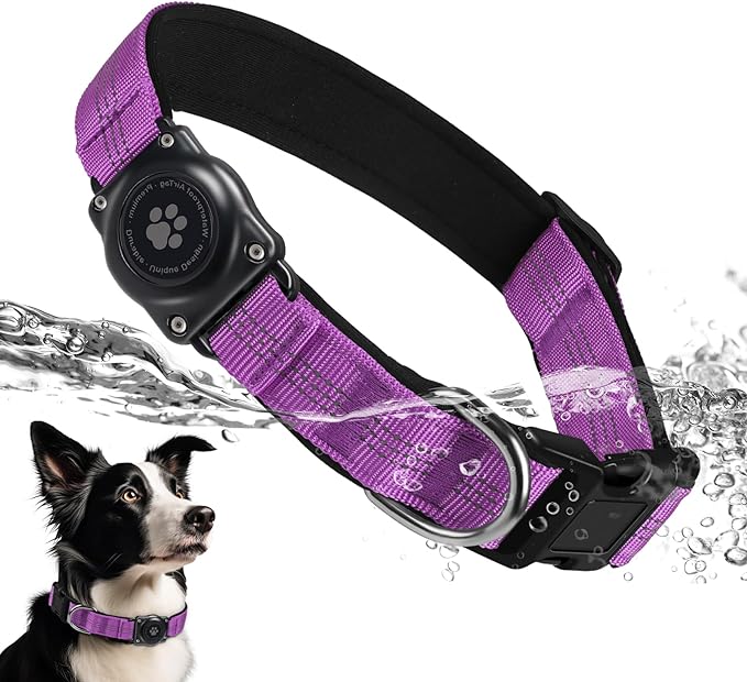 Upgraded AirTag Dog Collar, IP68 Waterproof Air Tag Dog Collar Holder, Reflective, Ultra-Durable