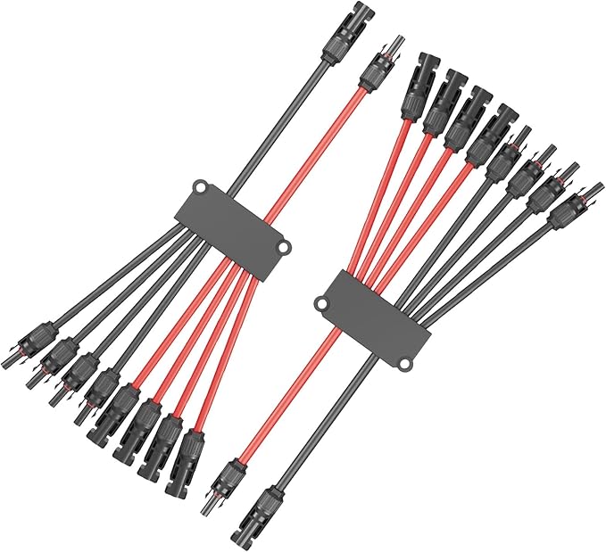 1 Pair Solar Connectors Y Branch 2 to 8,Solar Parallel Connectors for 2-4 Solar Panels,10AWG