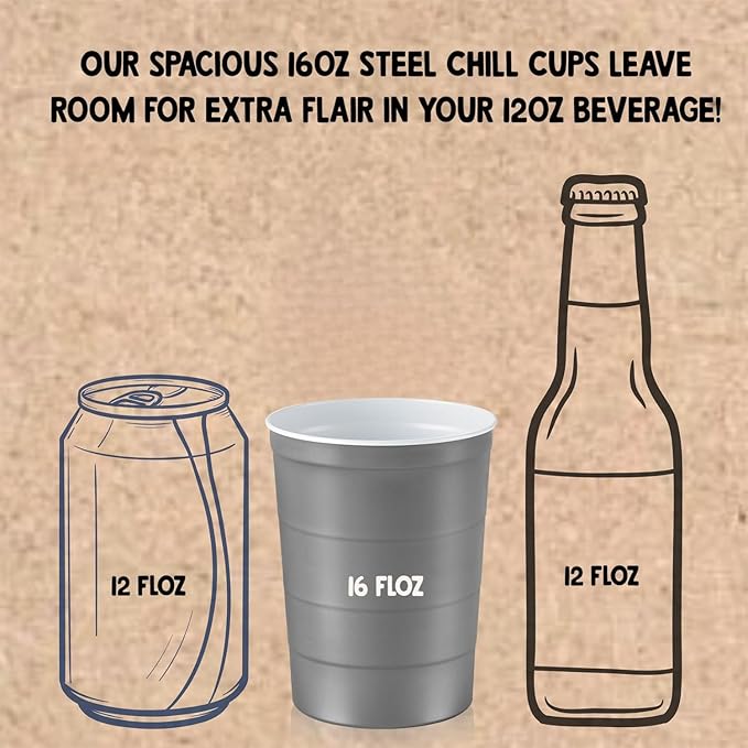 16 oz. Party Cups, Perfect for Cold Drinks, Sturdy & Durable, Disposable and 100% Recyclable, Made