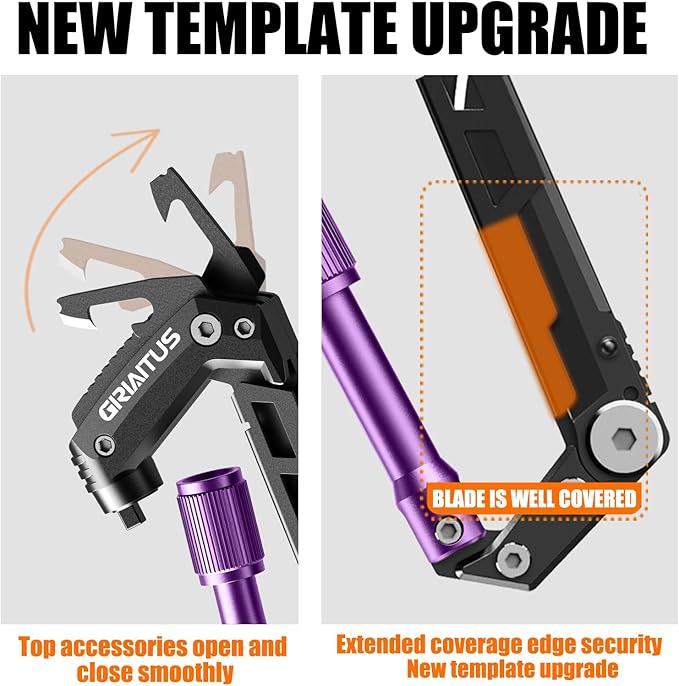 Carabiner Multitool with Pocket Knives, EDC Carabiners, Serrated Knife, Rope Cutter, Screwdriver