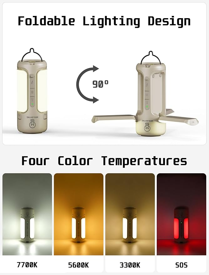 Rechargeable Camping Lantern with Bluetooth Speaker, 10000mAh, Portable LED Flashlight, Folding