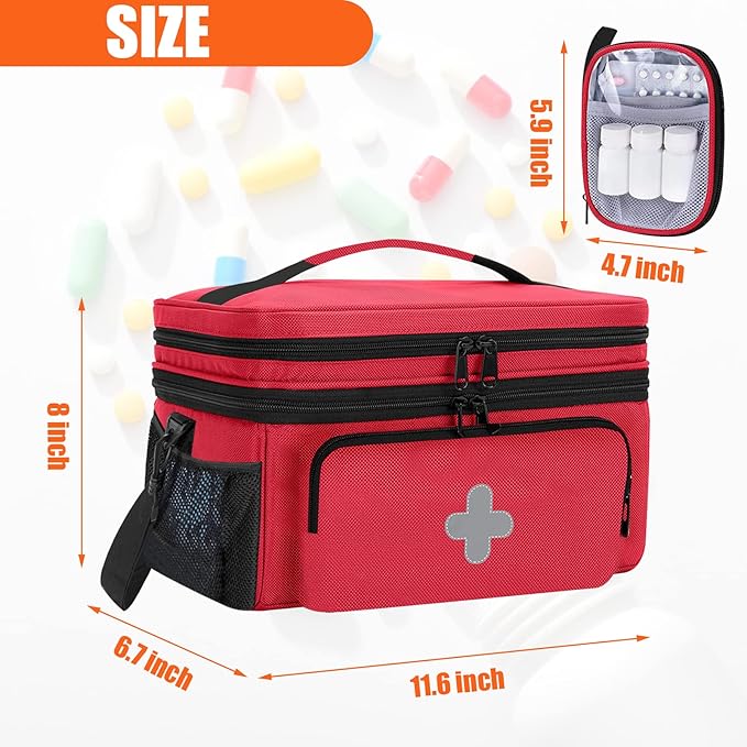 Medicine Storage Bag, Pill Bottle Organizer for Emergency, Medicine Box Empty with Small Portable