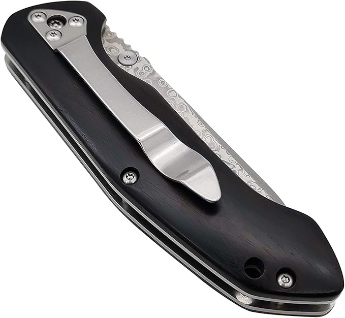 ALBATROSS Premium EDC Pocket Folding Knife with 3.5" Damascus Steel Blade & Ebony Wood Handle