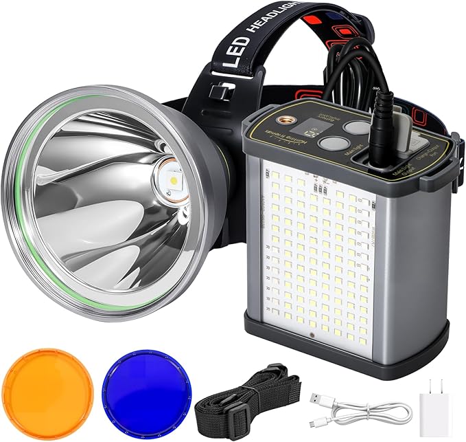 40W High Lumens LED Headlamp Rechargeable,20000mAh Ultra Bright Waterproof Headlight with Aluminum