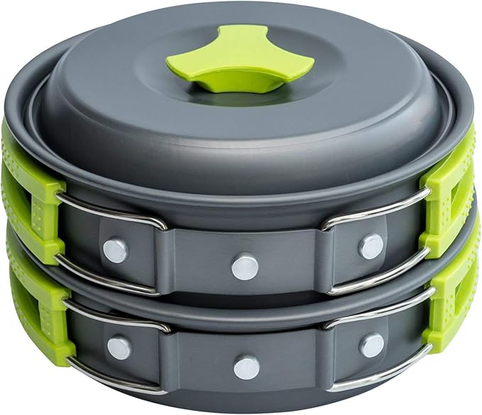 MalloMe Camping Cookware Mess Kit for Backpacking Gear – Camping Cooking Set - Camping Pots and