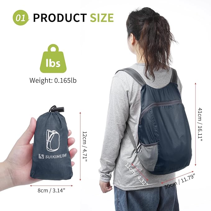 20L Ultra Hiking-Daypack Lightweight Foldable Travel Packable Backpack for Camping Cycling Outdoor