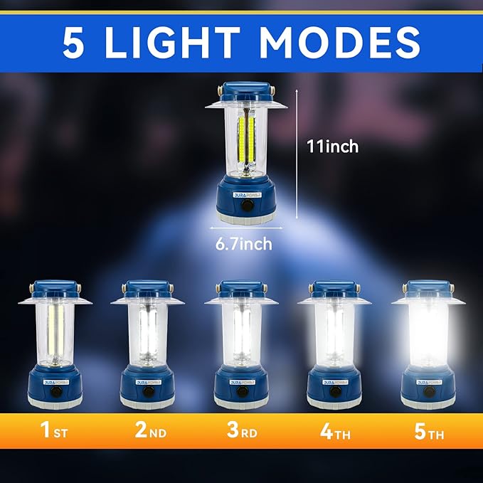 Durapower LED Camping Lantern Rechargeable, Bright 2000 Lumen, 5 Modes, 4000 mAh Power Bank, IP44